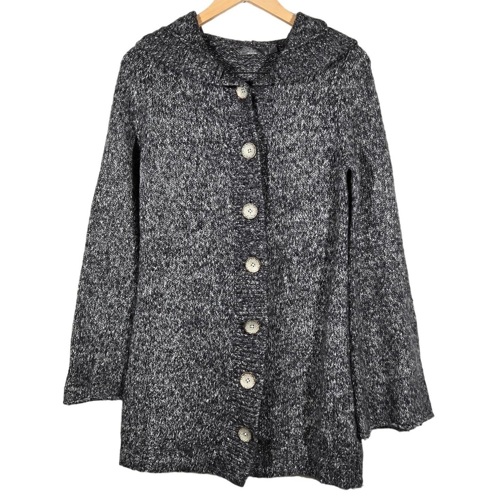 Prana Hooded Cardigan Sweater Women Size‎ Small Speckled Knit Button Front
